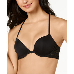 DKNY Women's Size 32D Black Classic Cotton T-Back Lace Bra NWT